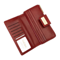 Red wallet with card holder on a white background
