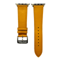 Yellow leather Apple Watch band, two-piece strap with buckle and holes