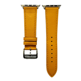 Yellow leather Apple Watch band, two-piece strap with buckle and holes