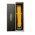 Yellow leather Apple Watch band, presented in gift box