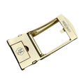 Yellow gold ratchet belt buckle, 1.15 inch, angled view