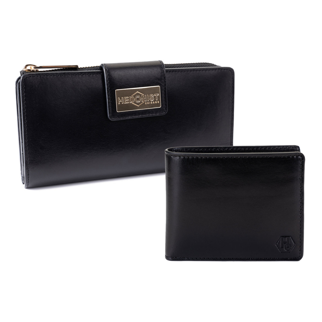 HC Classic Bifold and Traveler Wallet Black Set