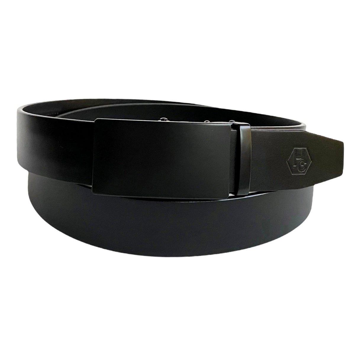 Gun Metal Automatic belt buckle 1.38" , front view, for ratchet leather belts by Hedonist Chicago