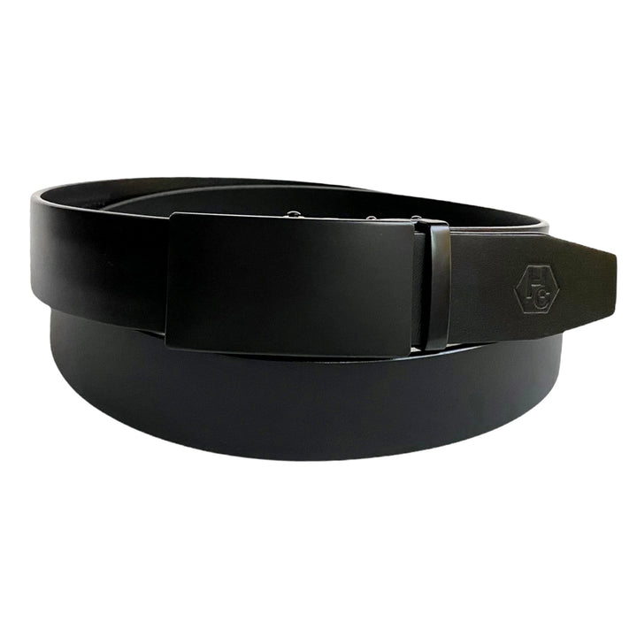 Black Leather Belt Strap And Black Ratchet Buckle 1.38" | Hedonist Chicago