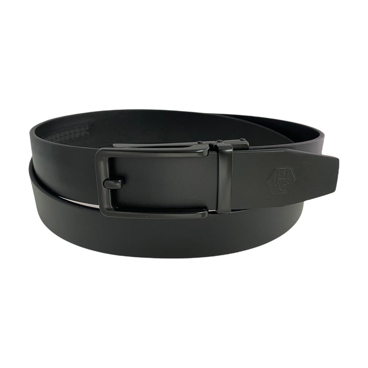 Black Leather Belt With Automatic Black Frame Buckle 1.38" | Hedonist Chicago