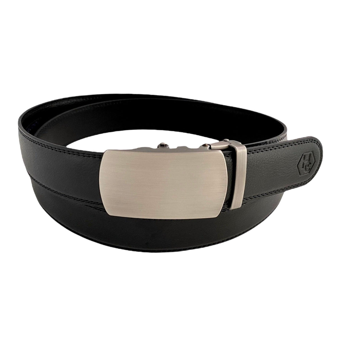 Gun Metal Ratchet Metal belt buckle 1.38" , front view, for leather belts by Hedonist Chicago