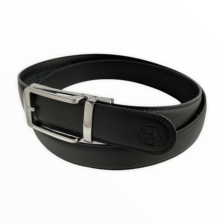 Black Leather Strap And Silver Hollow Buckle Side View | Hedonist Chicago