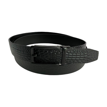 Black Textured Leather Strap and Black Ratchet Buckle 1.38"