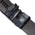 Black Automatic belt buckle 1.38" , hardware close-up, for ratchet leather belts by Hedonist Chicago