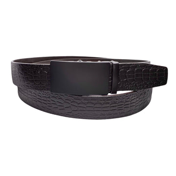 Dark Brown Textured Leather Belt With Ratchet Buckle 1.38"