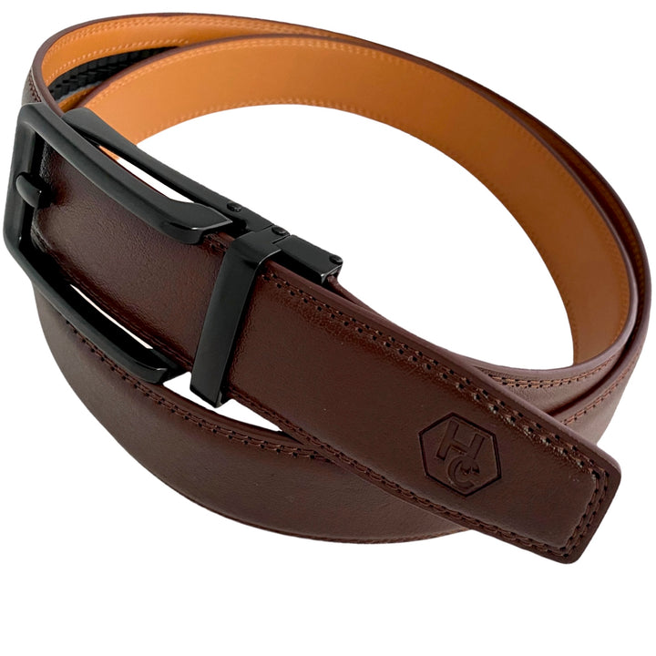 Red Brown Leather Strap And Black Buckle Side View | Hedonist Chicago