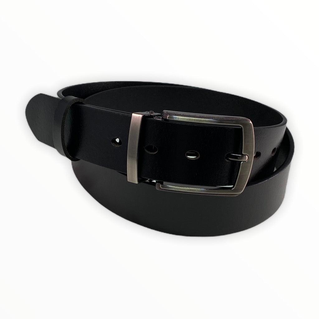 Dark brown pin and clip leather belt strap 1.55 inch with gun metal buckle - Hedonist Chicago