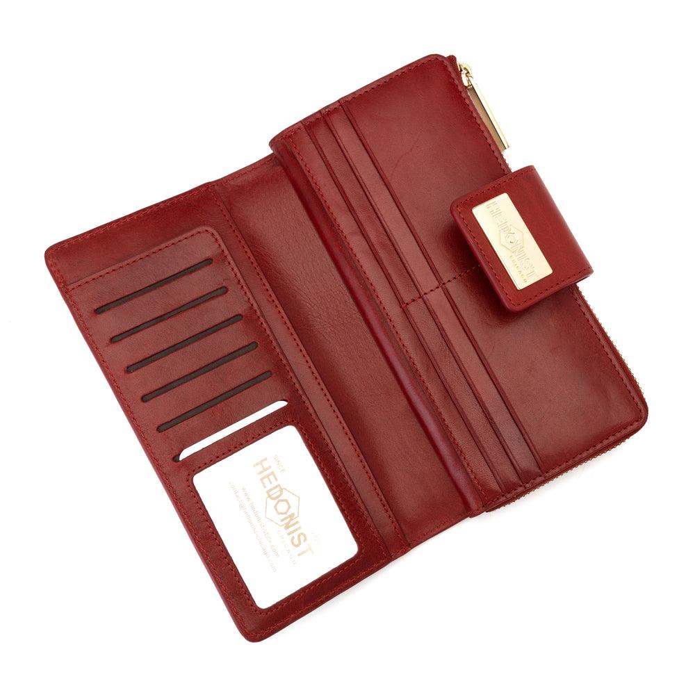 Compact zip wallet and traveler wallet red leather gift set view 6 - Hedonist Chicago