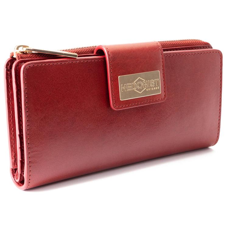 Red leather traveler wallet and Apple watch band gift set view 3 - Hedonist Chicago