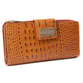 Classic bifold and traveler wallet croco cognac tan leather set view 3 - Hedonist Chicago