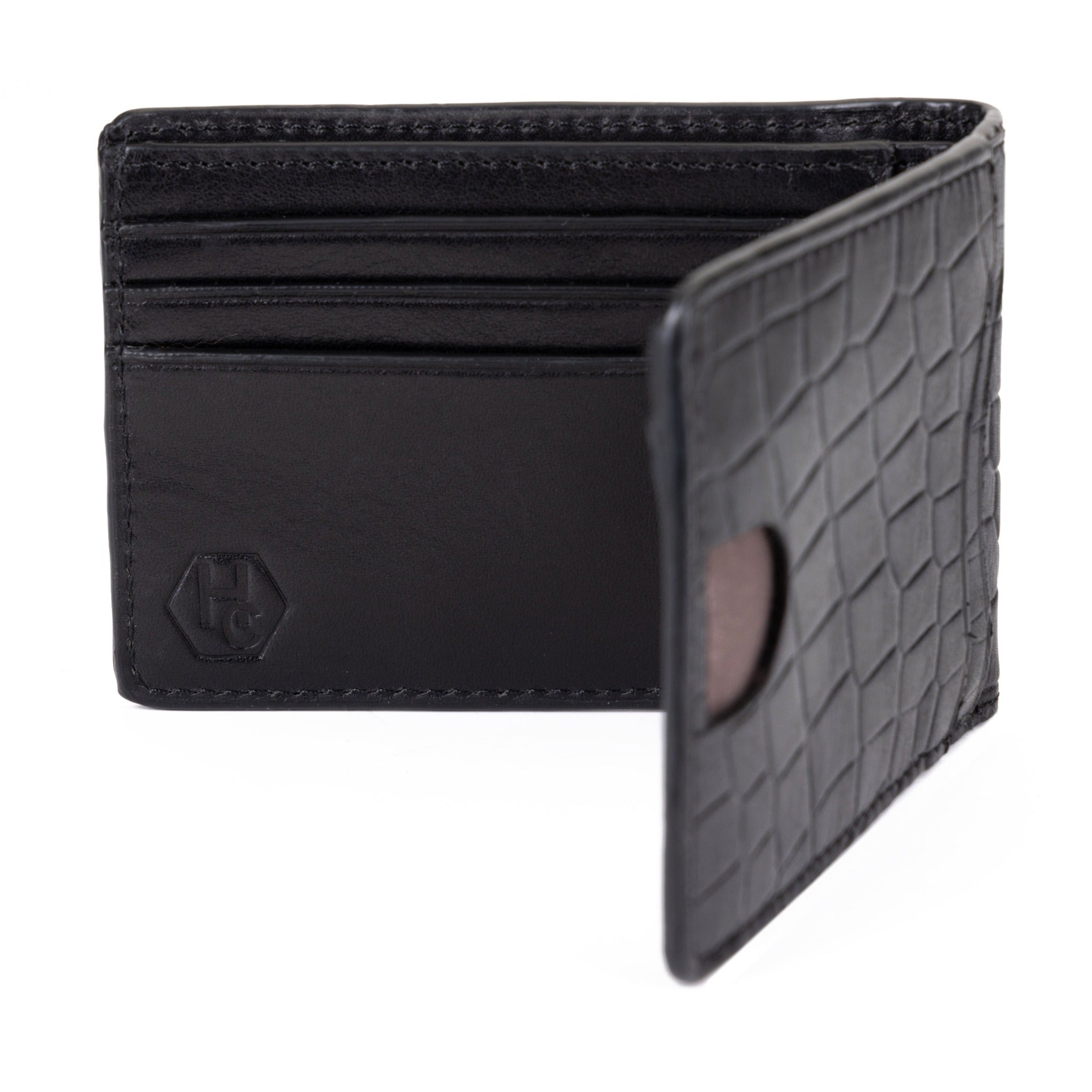 Ultra Slim Bifold Wallet Black Croc Embossed 28838291570839