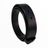 Black genuine leather pin and clip belt strap 1.38 inch - Hedonist Chicago
