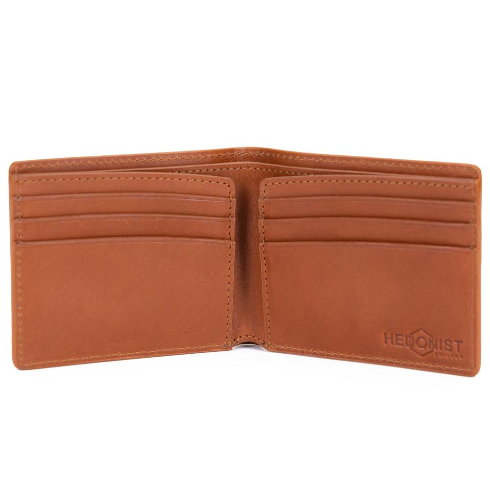 Classic bifold and traveler wallet croco cognac tan leather set view 4 - Hedonist Chicago