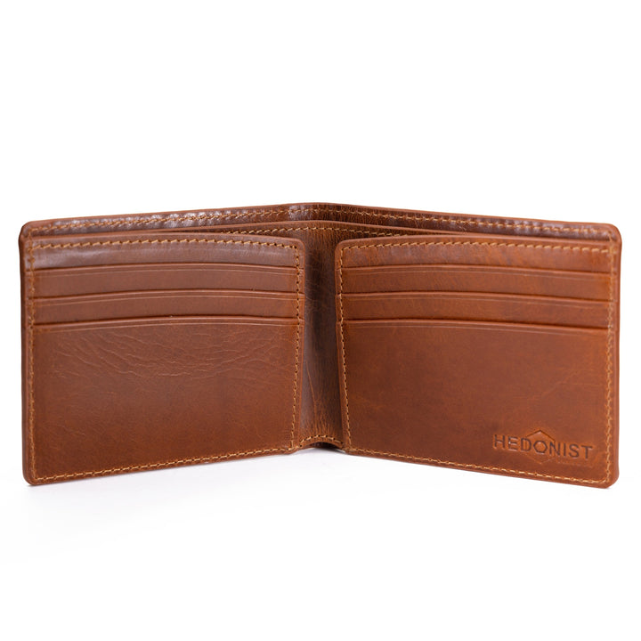 Bifold  Brown Leather Wallet for Men Croc Embossed