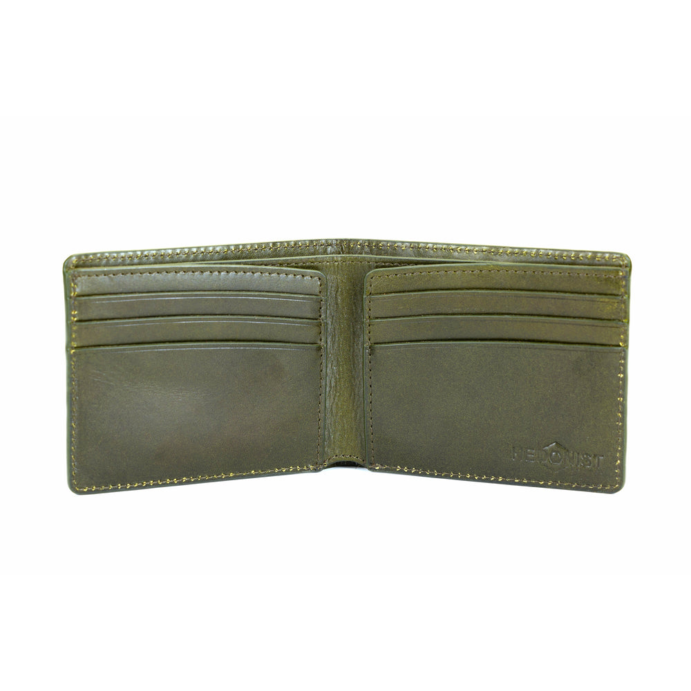 Classic Bifold Wallet and Traveler Wallet Croco Green Set