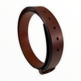 Brown pin and clip genuine leather belt strap 1.55 inch - Hedonist Chicago