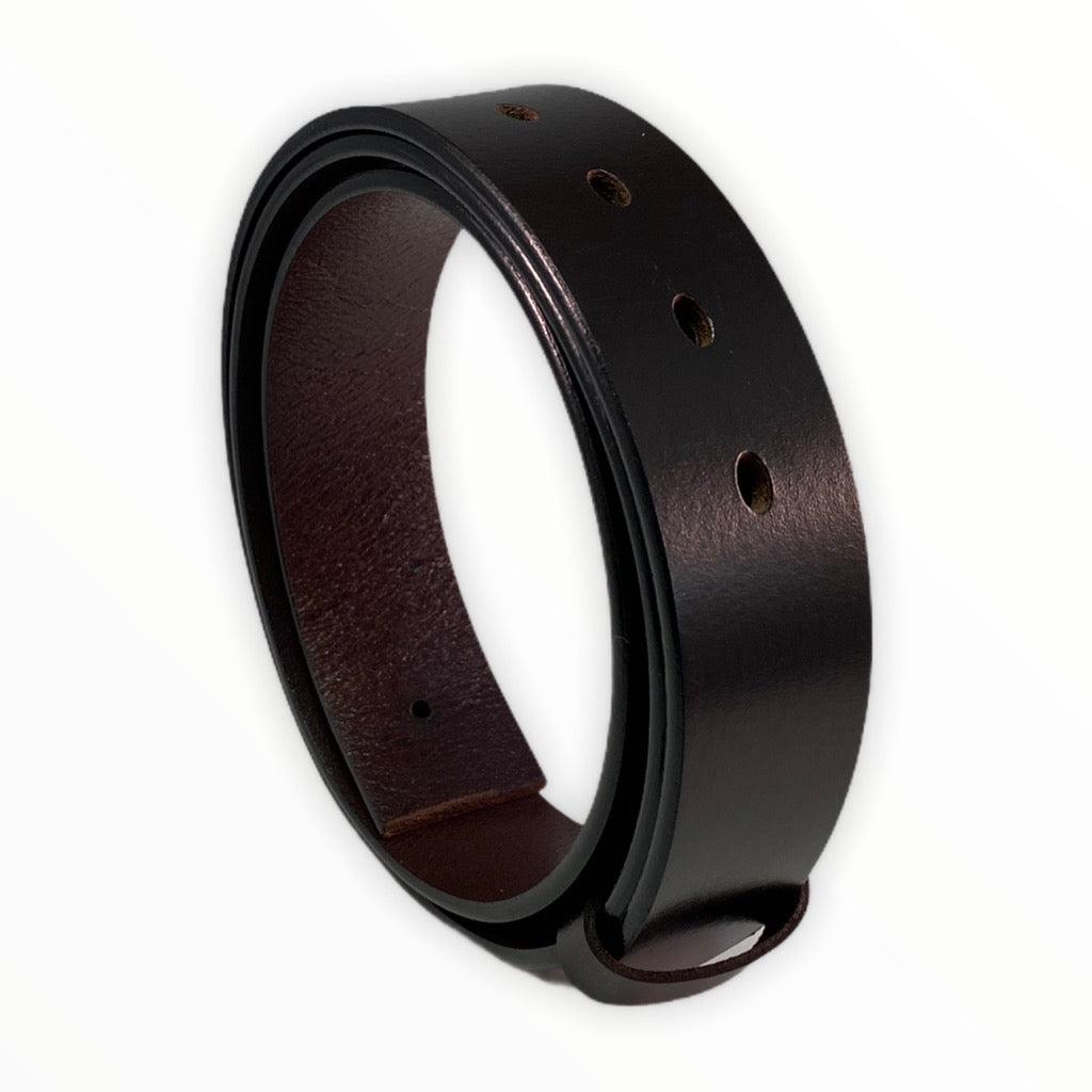 Dark brown pin and clip genuine leather belt strap 1.55 inch - Hedonist Chicago