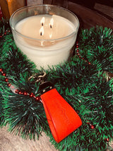 Handmade Leather Key Chain Red