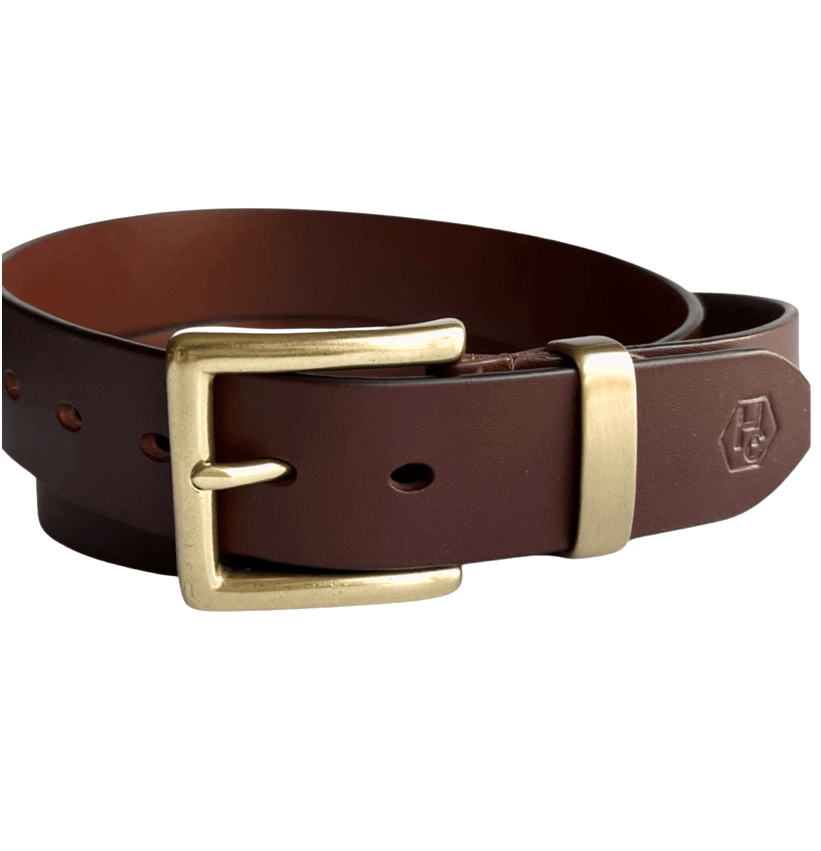 Brown extra durable leather belt strap 1.55 inch with buckle 02 view 4 - Hedonist Chicago
