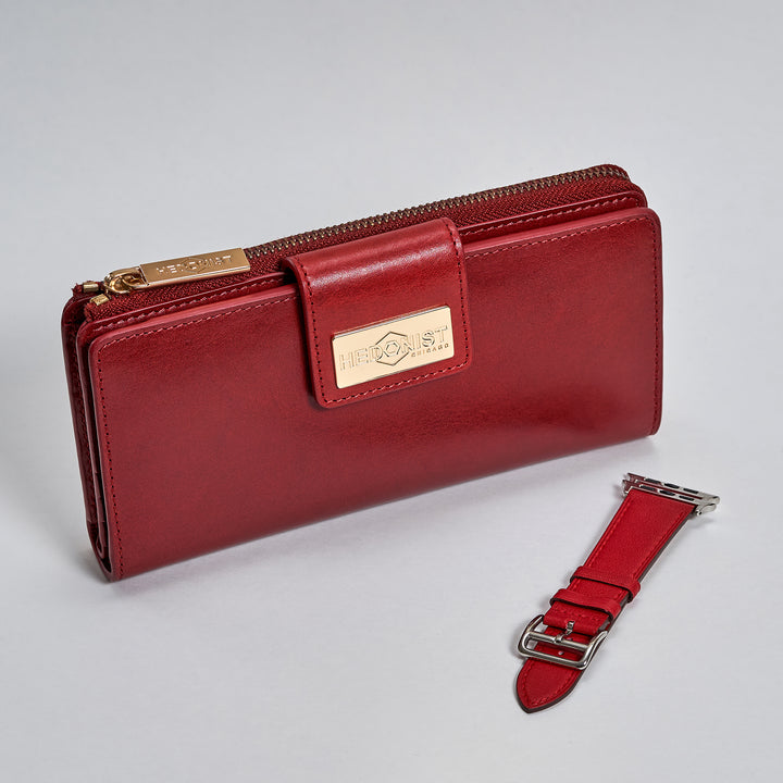 Traveler Wallet + Apple Watch Band Red Set