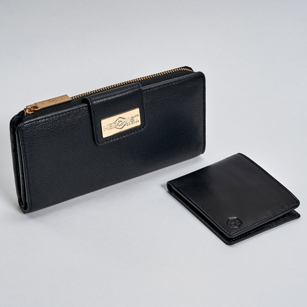 HC Classic Bifold and Traveler Wallet Black Set