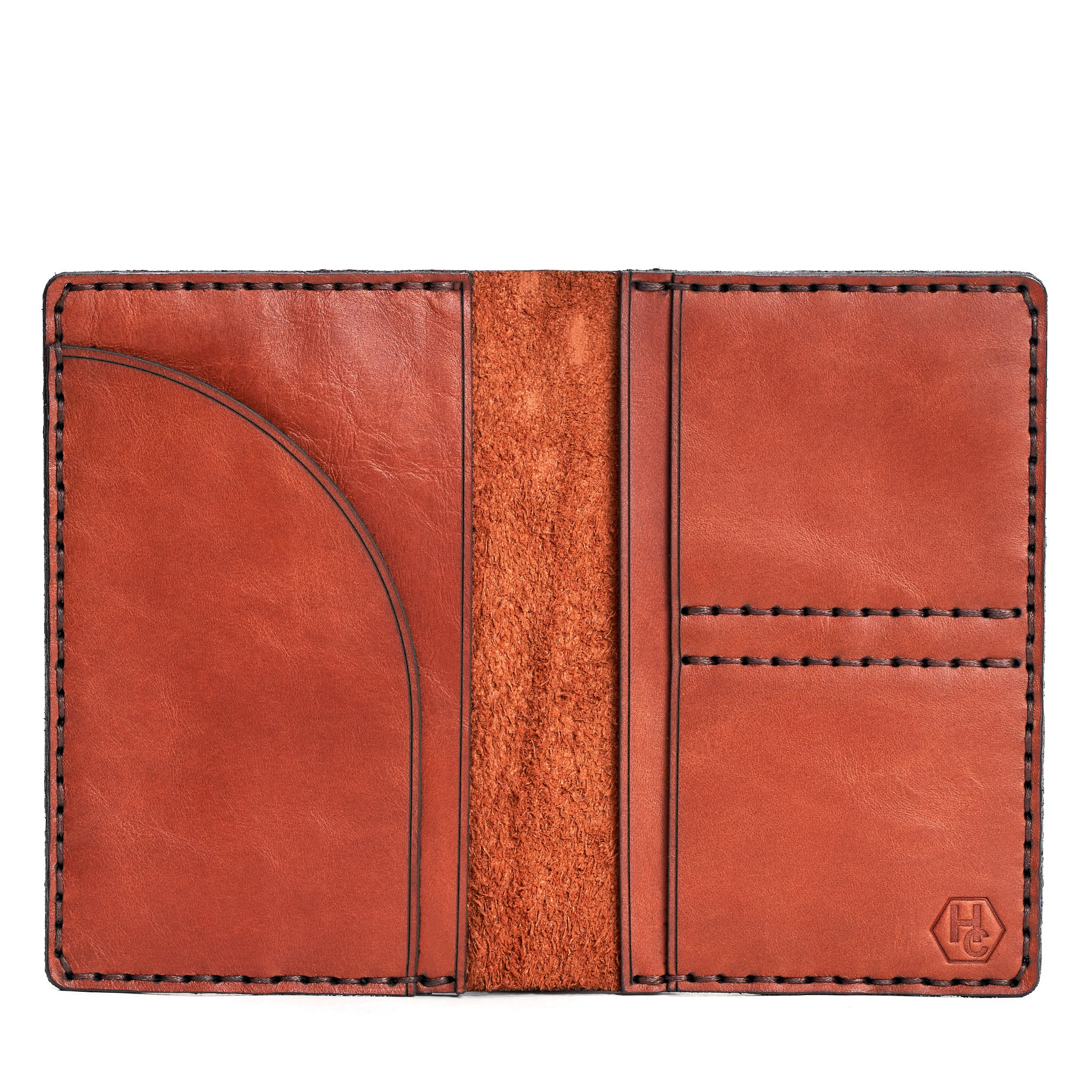 Handmade Leather Passport Case Red Brick