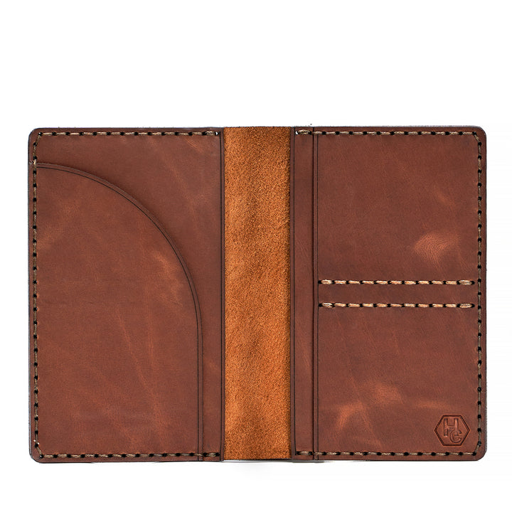 Handmade Leather Passport Case Light Mahogany Pull-Up