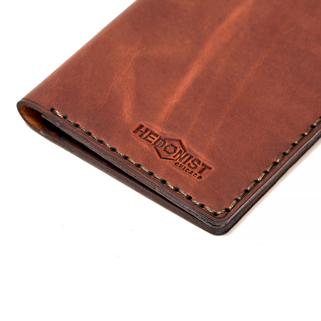 Handmade Leather Passport Case Light Mahogany Pull-Up