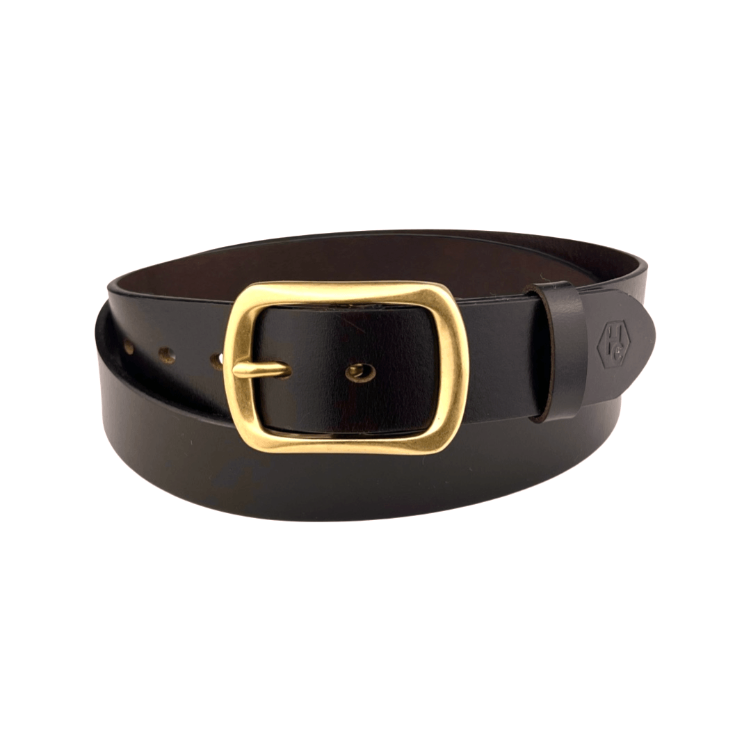Dark brown extra durable leather belt strap 1.55 inch with buckle 123 - Hedonist Chicago