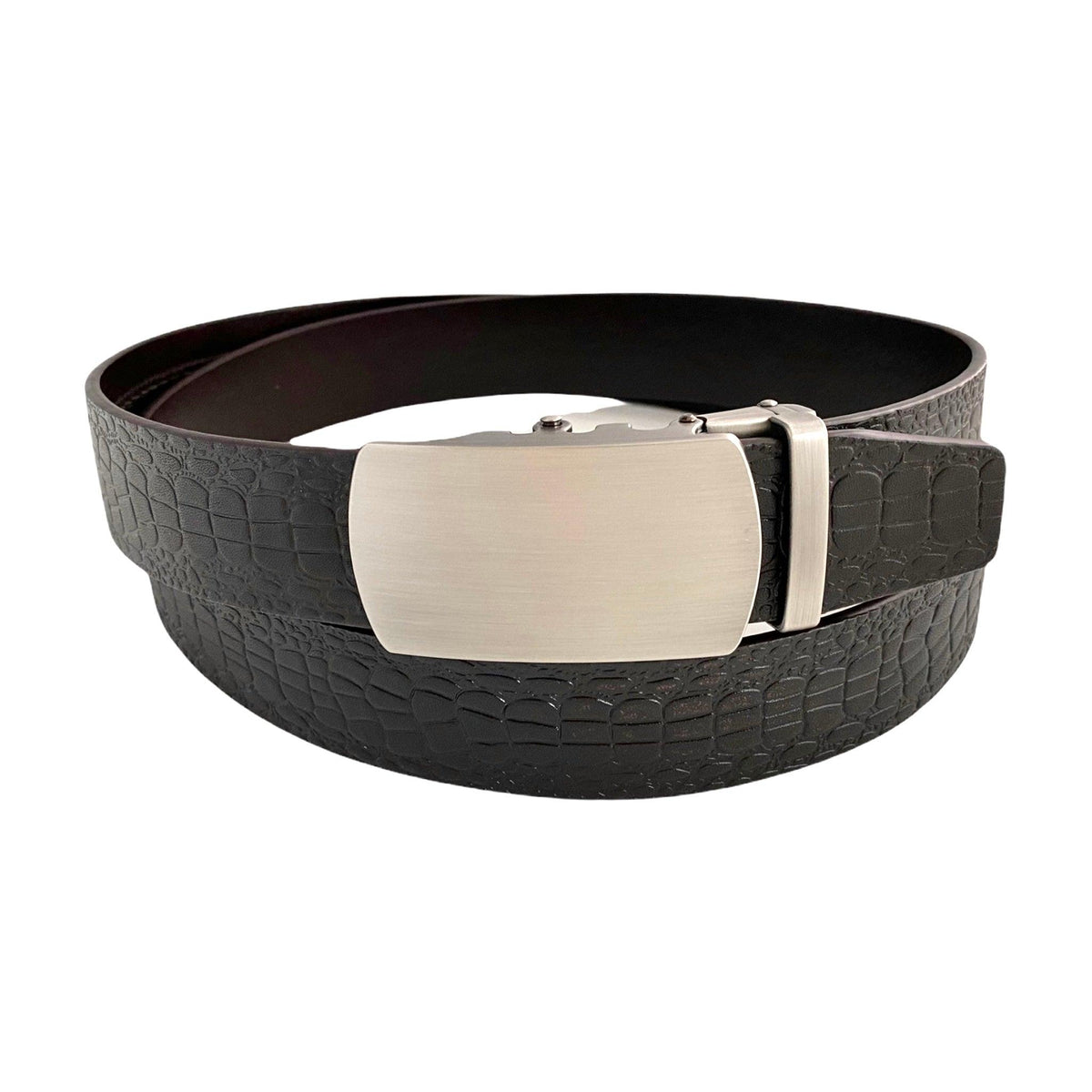Gun Metal Automatic belt buckle 1.38" , front view, for ratchet leather belts by Hedonist Chicago