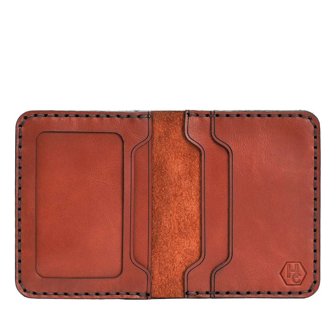 Handmade Men's Wallet ID Slot Red Brick