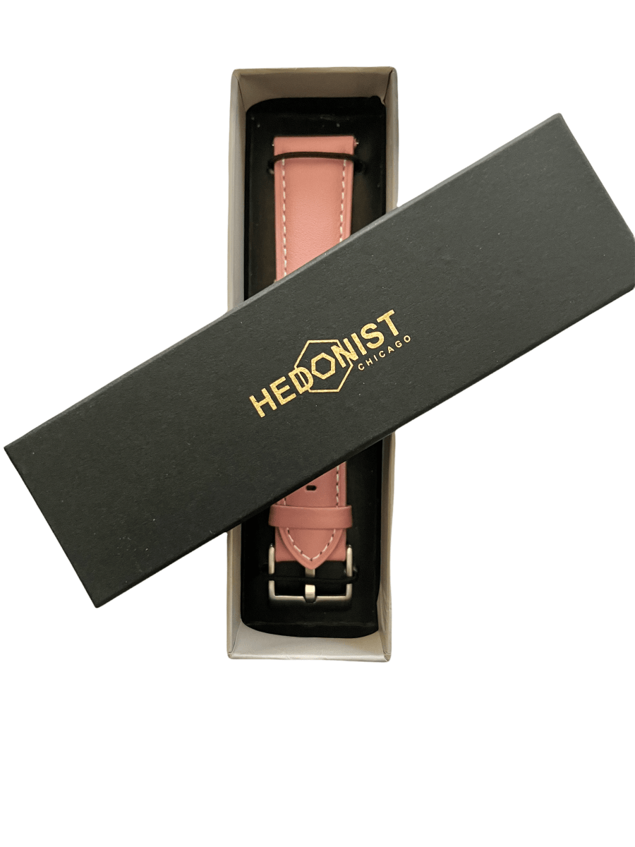 Pink leather watch band with quick release bars view 4 - Hedonist Chicago