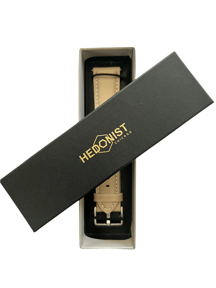 Pink grey leather watch band with quick release bars view 4 - Hedonist Chicago