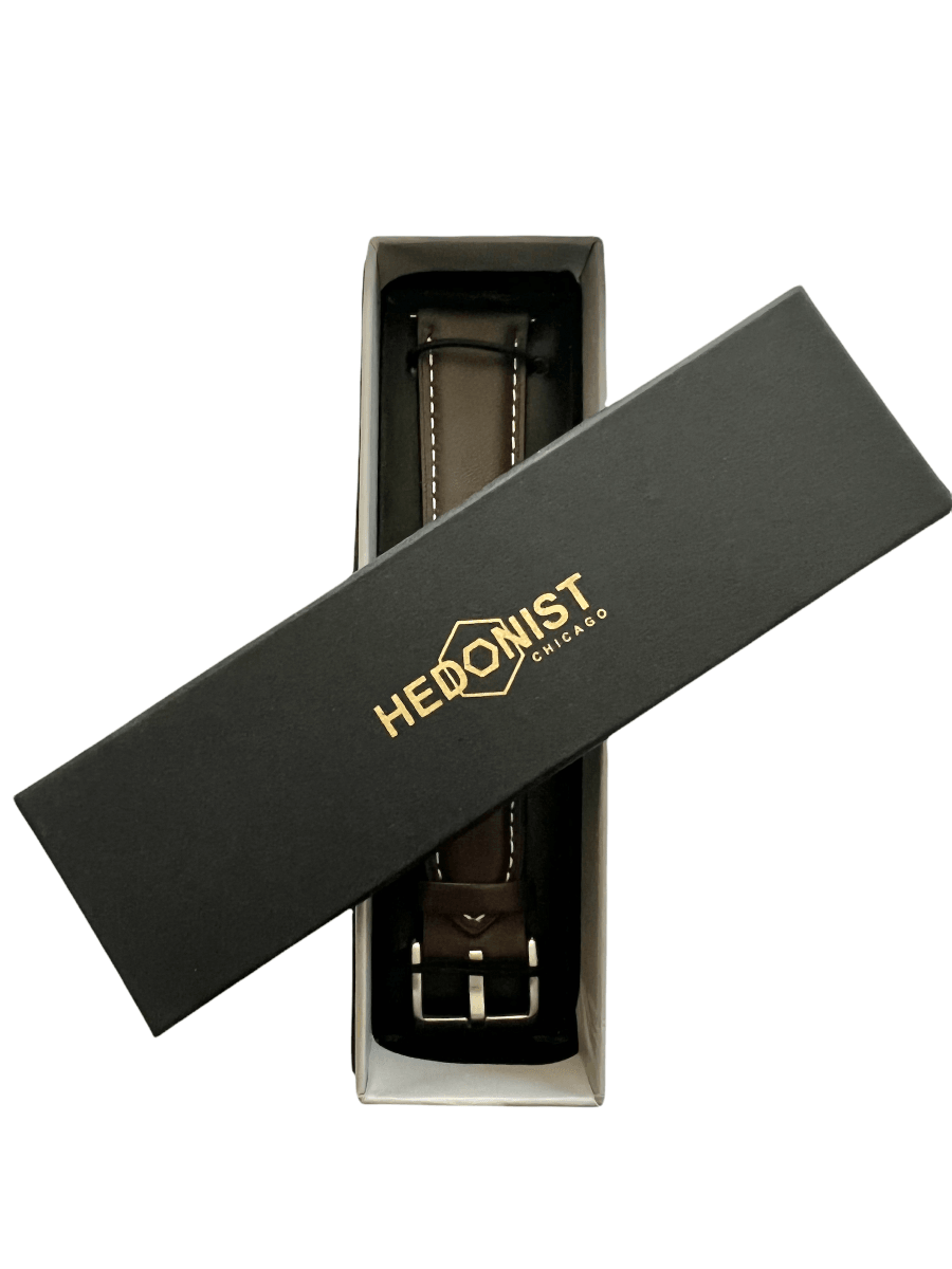Dark brown leather watch band with quick release bars view 5 - Hedonist Chicago