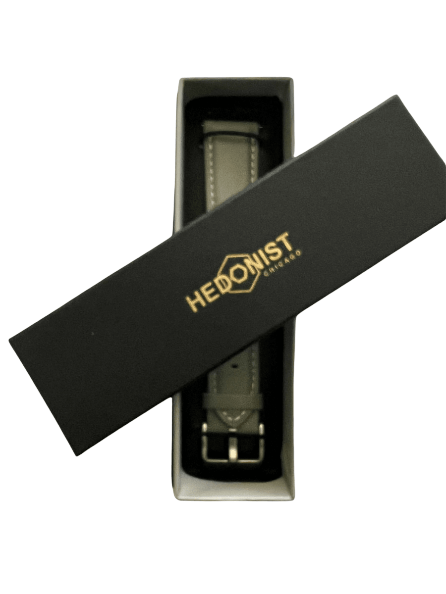 Gray leather watch band with quick release bars view 5 - Hedonist Chicago