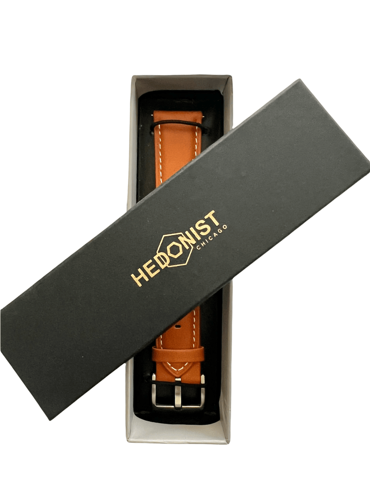 Tan leather watch band logo | Hedonist-Style | Chicago