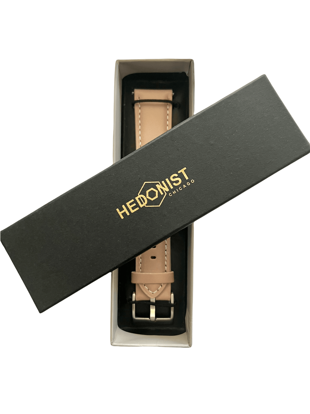 Beige pink leather watch band with quick release bars view 5 - Hedonist Chicago