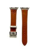 Side view of White leather Apple Watch band with stainless steel lugs | Hedonist Chicago