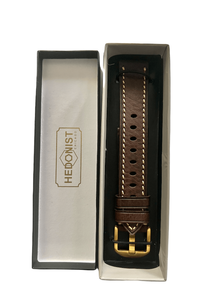 Pink beige padded leather Apple Watch band â€“ two-piece strap with buckle and holes | Hedonist Chicago