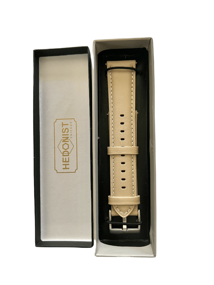 Pink grey leather watch band with quick release bars view 5 - Hedonist Chicago