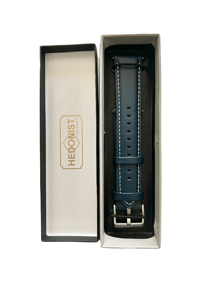 Pink blue leather watch band with quick release bars view 5 - Hedonist Chicago