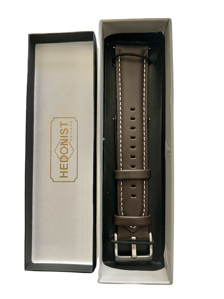 Dark brown leather watch band with quick release bars view 4 - Hedonist Chicago