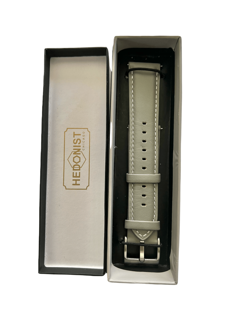 Gray leather watch band with quick release bars view 4 - Hedonist Chicago
