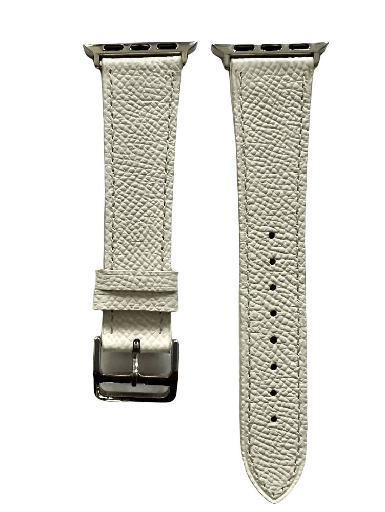 White leather Apple Watch band  two-piece strap with buckle and holes | Hedonist Chicago