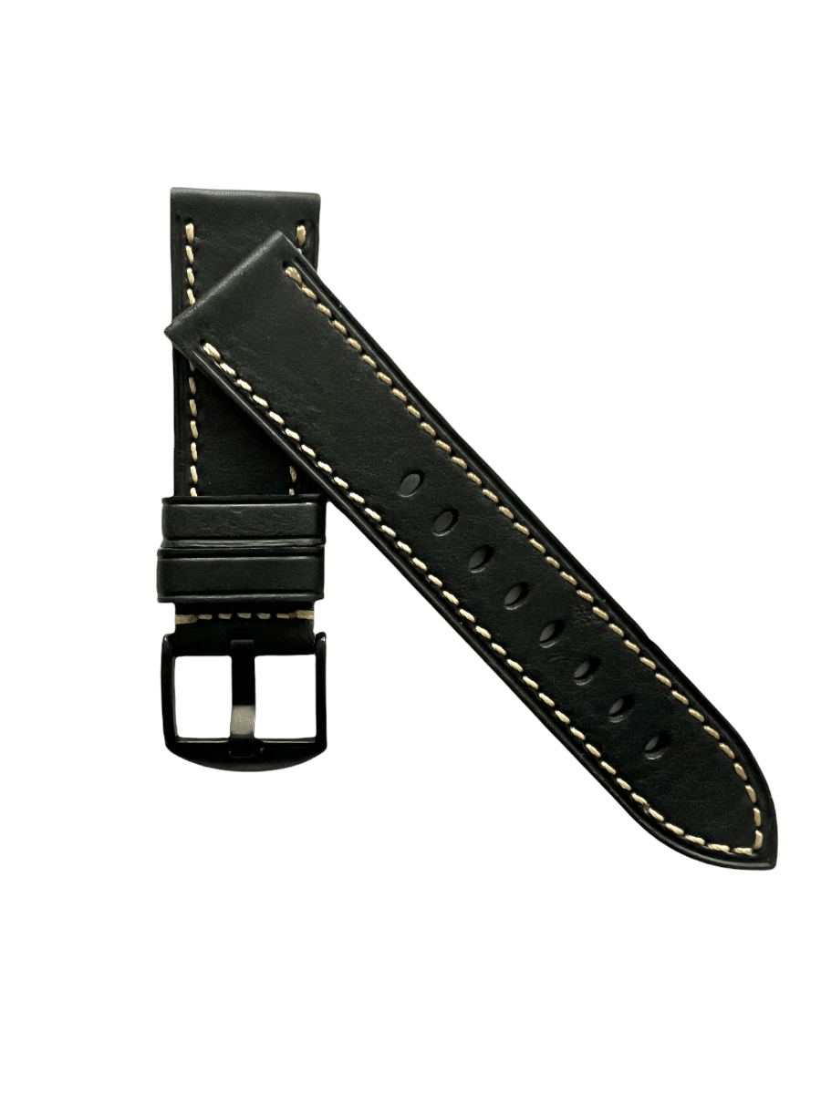 Blue padded leather Apple Watch band â€“ two-piece strap with buckle and holes | Hedonist Chicago